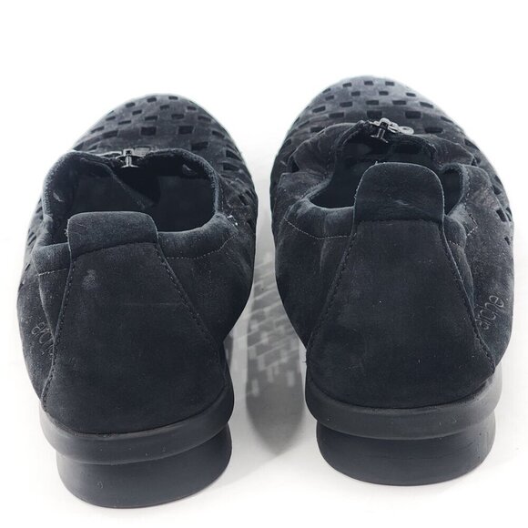 ARCHE Black Nubuck Leather Perforated Flats Zip - Picture 5 of 7